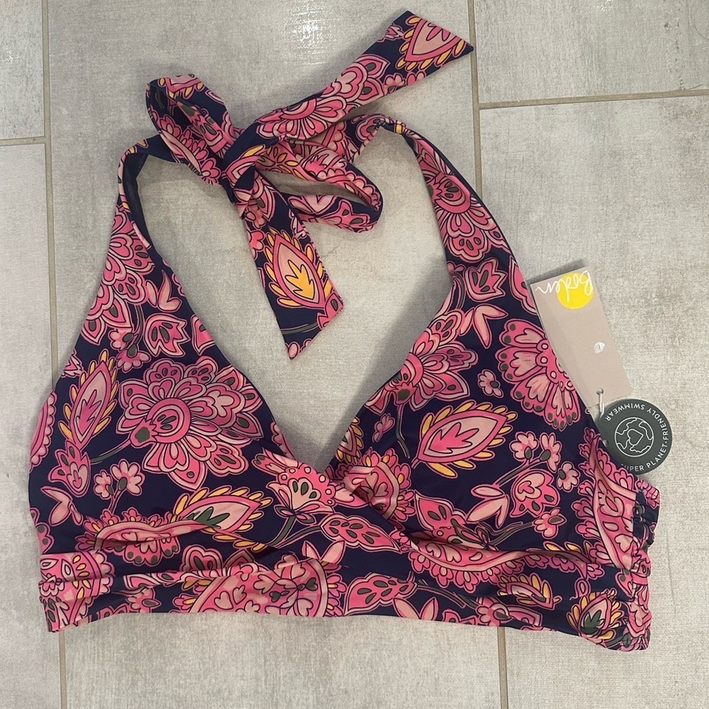 NWT Boden pink paisley bikini top